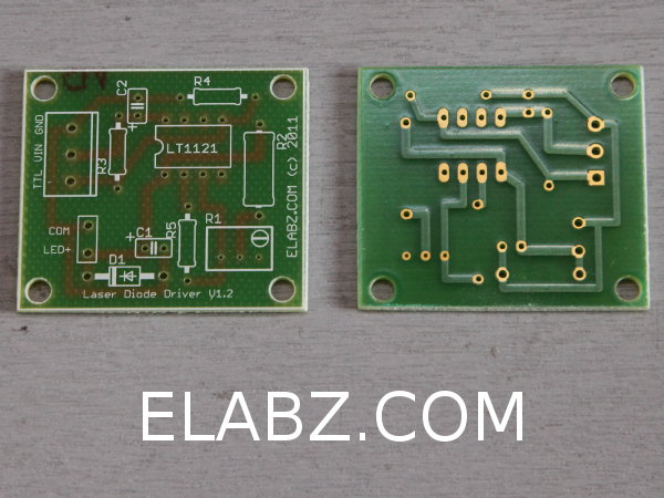 ELABZ.COM Laser Diode Driver PCB V.1.2 back and front