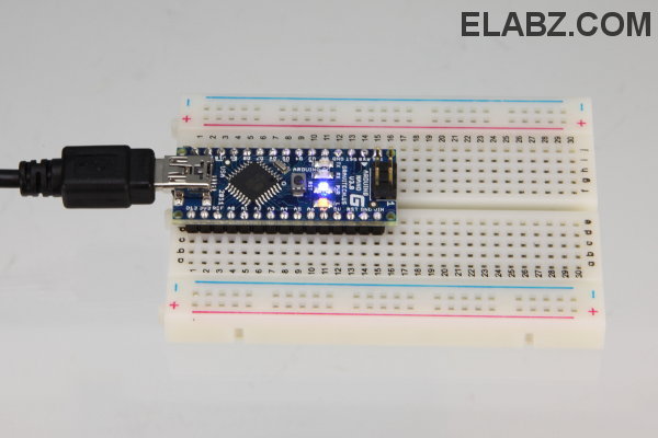 Arduino Nano in a breadboard. 