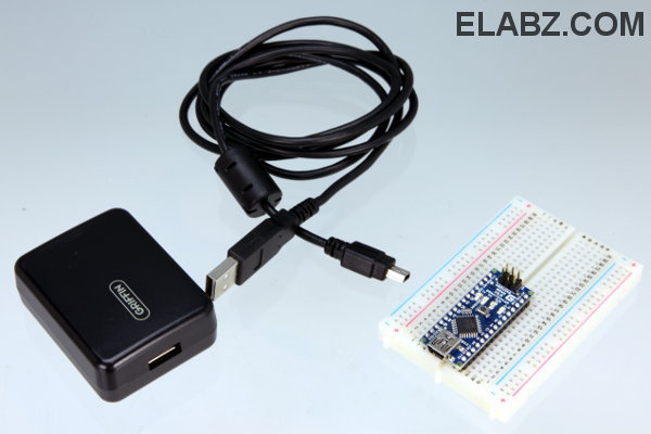 Use a USB-form-factor 5V power supply with Arduino Nano