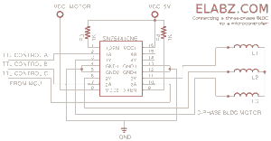 Connecting a BLDC motor to SN754410NE driver IC and a microprocessor